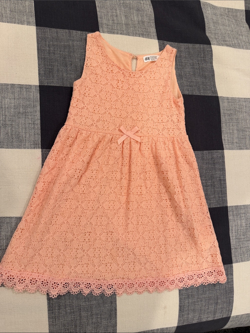 H&M Peach Lace Bow-Accent Sleeveless Dress for Kids